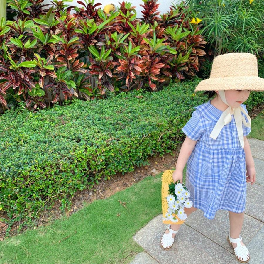 ワンピース 女の子 春 夏 ガーリー チェック柄 コットン ドロシー風 80cm 1cm おしゃれ 通学着 お出かけ着 旅行 ブルー Www Qgjeune Org Xmlrpc Php