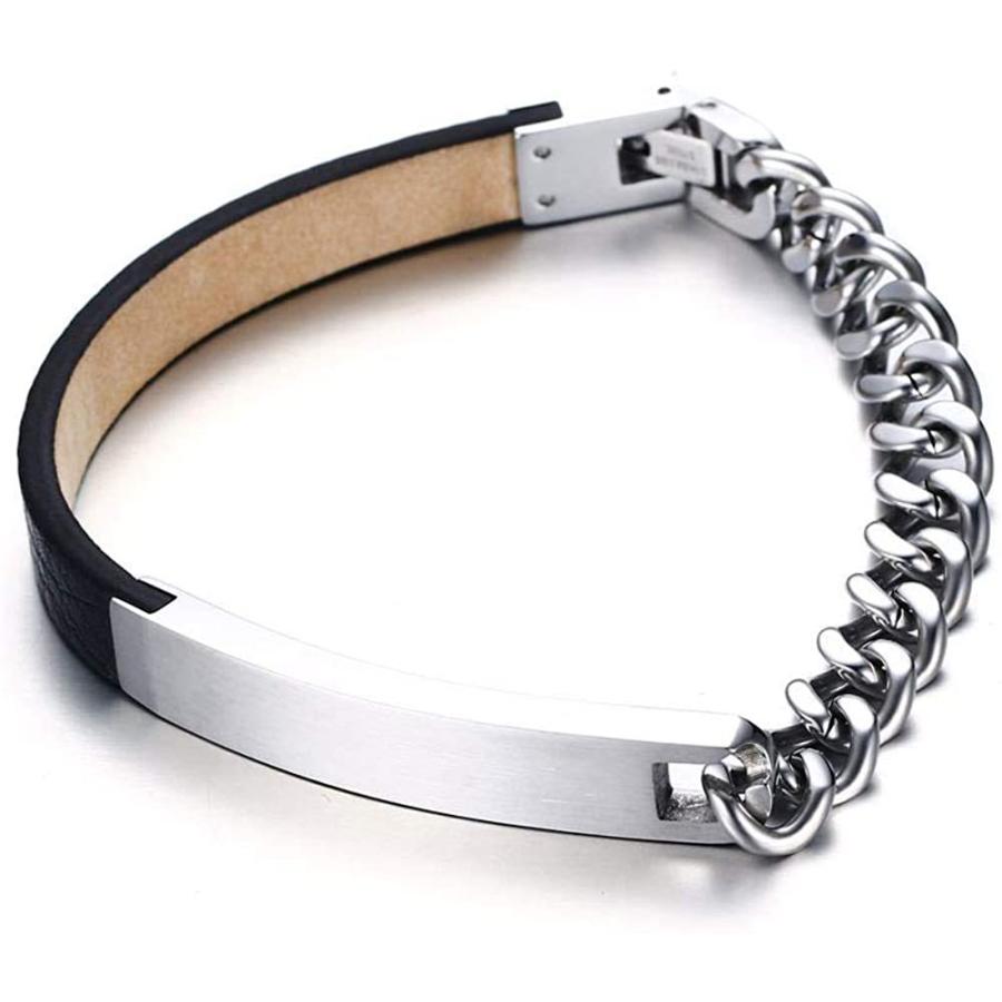 Rockyu ジュエリー ブランド 人気 ブレスレット シルバー ステンレス メンズ レディース 男女兼用 プレート チェーン レザー メン Gold River 通販 Yahoo ショッピング