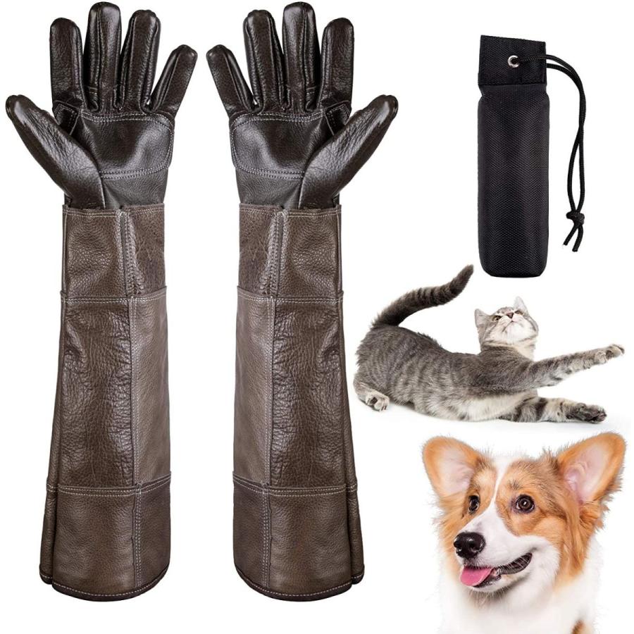 犬猫ペット用抗咬傷牛革手袋 バイトスティック 訓練用具 安全厚手 腕カバー手保護抗噛む手袋 引っかき対策 噛み付き防止 リス ハムスター 鷹 Gold River 通販 Yahoo ショッピング