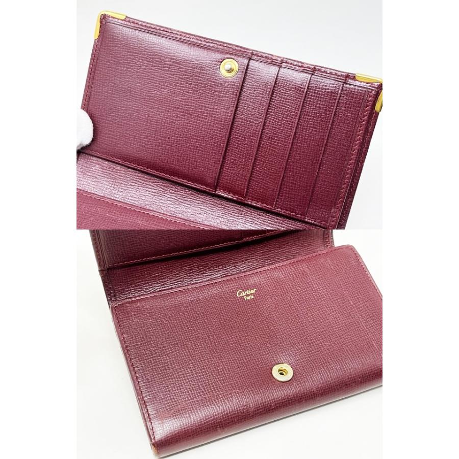 Cartier 二つ折り財布 ワインレッド 中古・古着通販】Cartier (カルティエ) マストライン レザー2つ折り