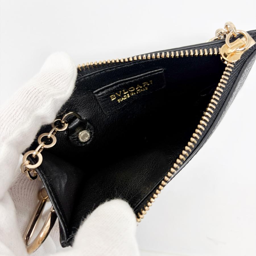 未使用品　箱付き　BVLGARI ブルガリ　小銭入れ　ケース　チャーム付き BVLGARI ブルガリブルガリ コインケース ゴールド金具 黒 ブラック