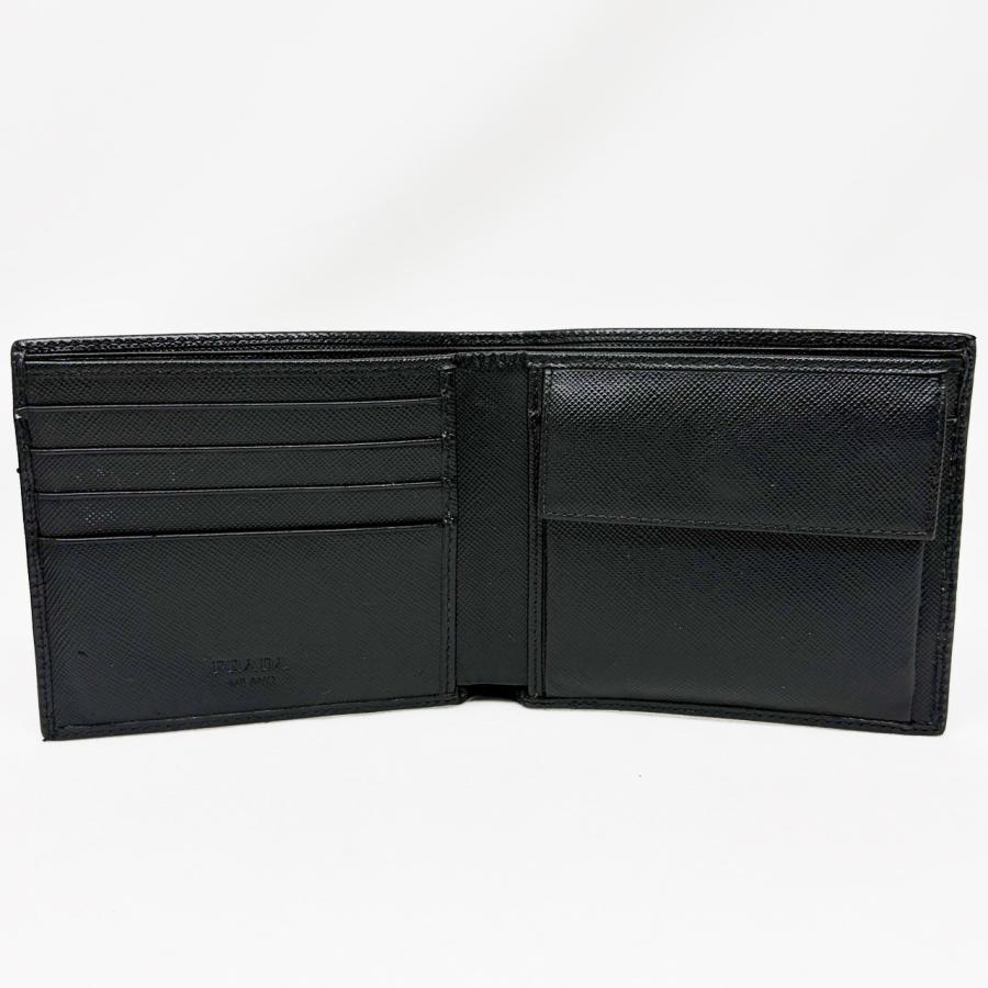 PRADA（プラダ） サフィアーノ 2つ折財布 黒 ブラック M738 : ゴールド