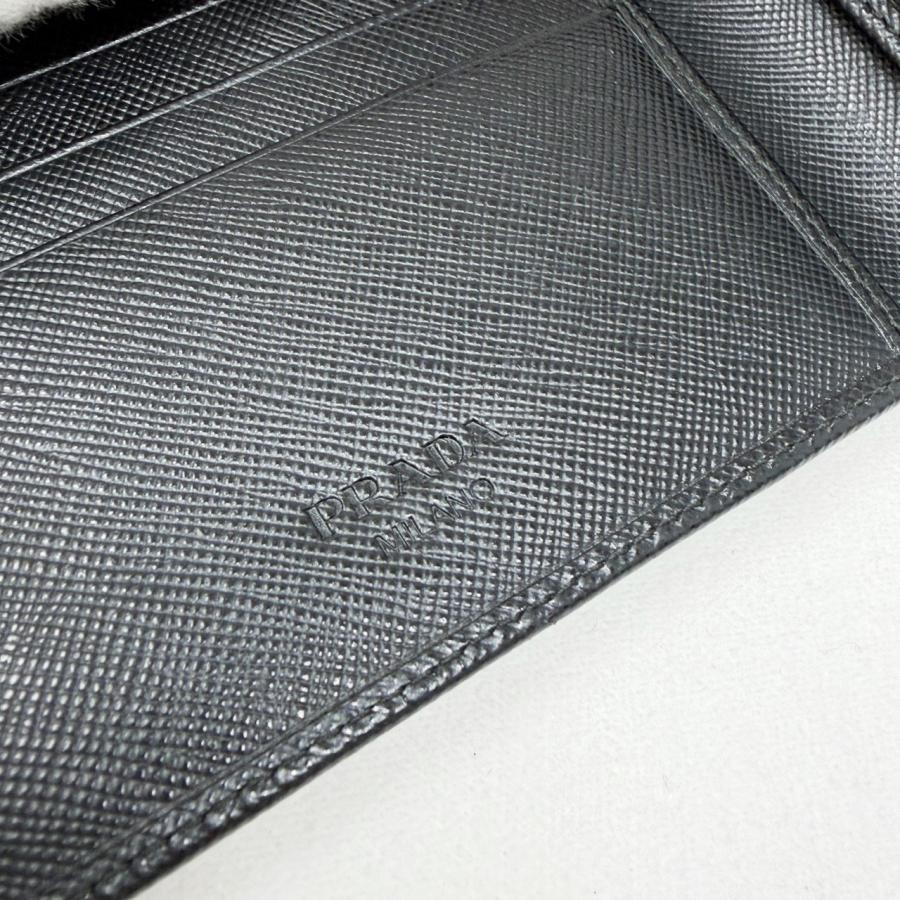 PRADA（プラダ） サフィアーノ 2つ折財布 黒 ブラック M738 : ゴールド 
