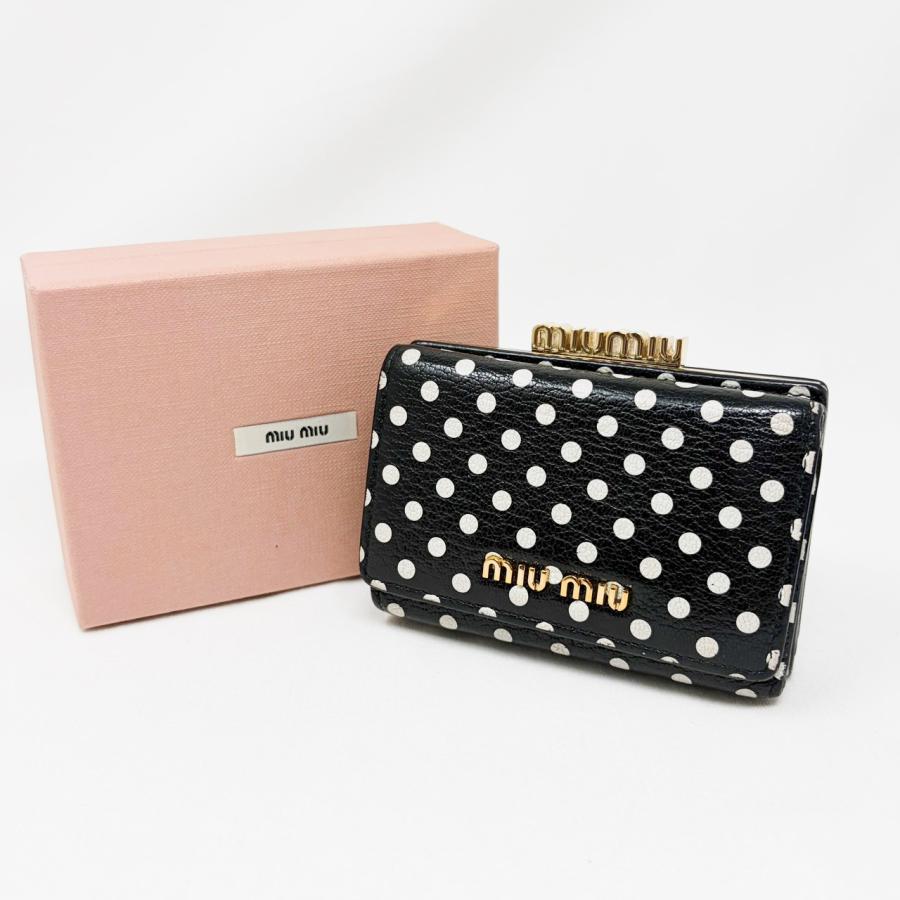 miu miu（ミュウミュウ） ドット柄 がま口財布 5ME005 3つ折財布 