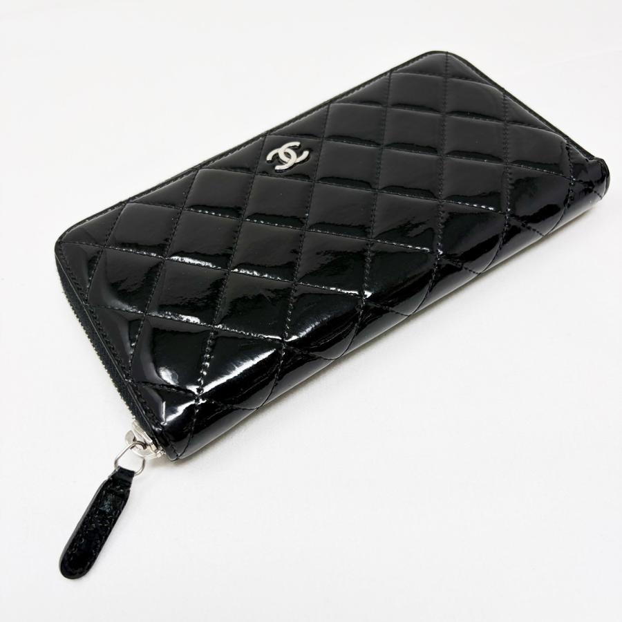 CHANEL（シャネル） エナメル マトラッセ 長財布 黒 パテントレザー