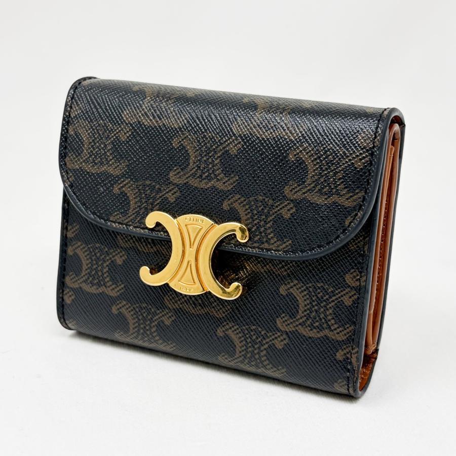 CELINE 三つ折り財布 黒 ゴールド金具 セリーヌ トリオンフ CELINE（セリーヌ） トリオンフ 3つ折財布 : ゴールドラッシュStore
