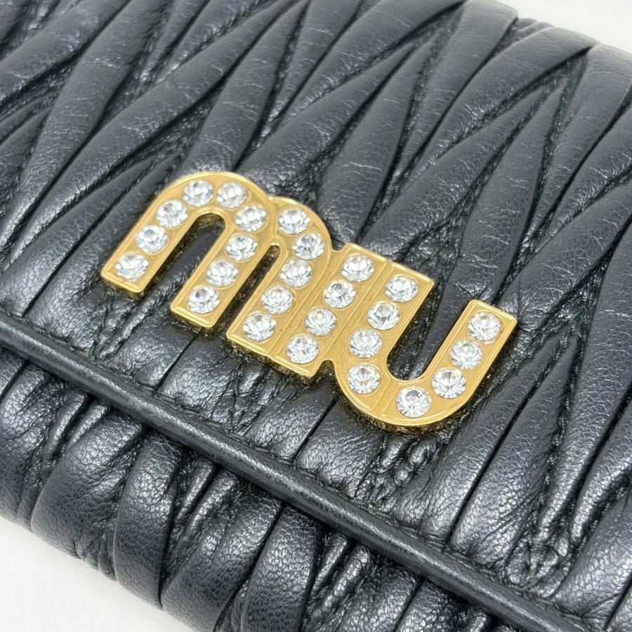 miu miu（ミュウミュウ） マテラッセ 長財布 黒 ブラック クリスタル