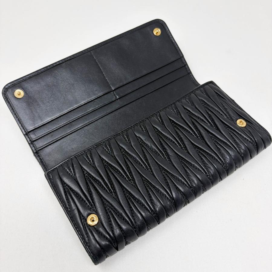 miu miu（ミュウミュウ） マテラッセ 長財布 黒 ブラック クリスタル