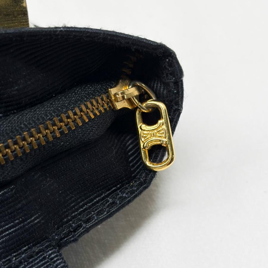 CELINE（セリーヌ） ミニポーチ ポーチ 黒 ミニバッグ : ゴールド