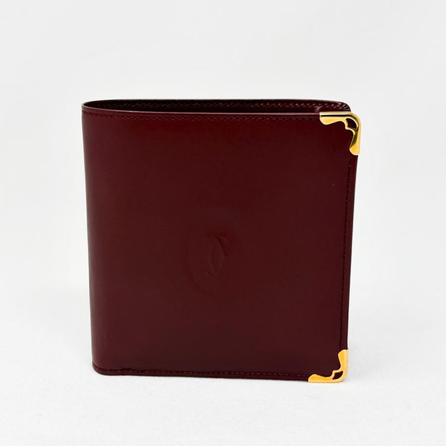 【未使用品】Cartier カルティエ マスト 二つ折り 財布 レザー ボルドー Cartier（カルティエ） マスト 2つ折り財布 ボルドー : ゴールド