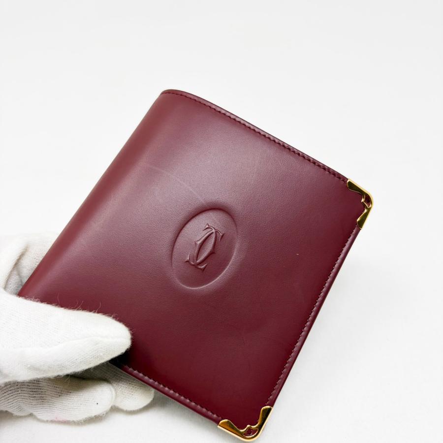 Cartier（カルティエ） マスト 2つ折り財布 ボルドー : ゴールド