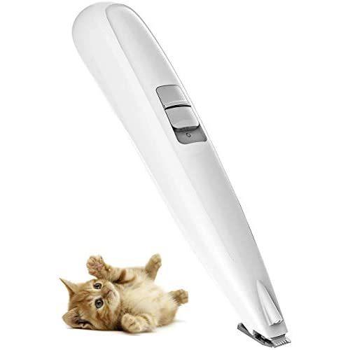LONGMADAペット用バリカン 電動 犬 猫 LEDライト搭載 部分用バリカン 足裏 耳裏 顔回り お尻 (白 1個 (x 1))