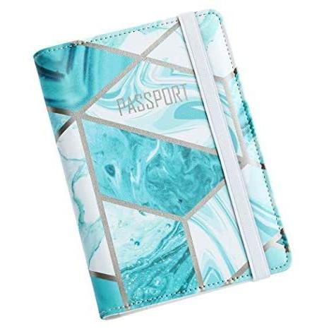 1011円 新しいブランド Nacuwa パスポートウォレット 大容量 パスポートケース 女性 収納便利 レザー ブルー One Size