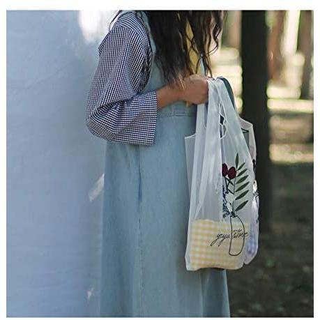 透け感バッグ フラワーイラスト 花刺繍 シアーバッグ 半透明 ショッピングバッグ 買い物袋 トートバッグ ホワイト Free Size Kkgld Vfb18u5af ゴールディ 通販 Yahoo ショッピング