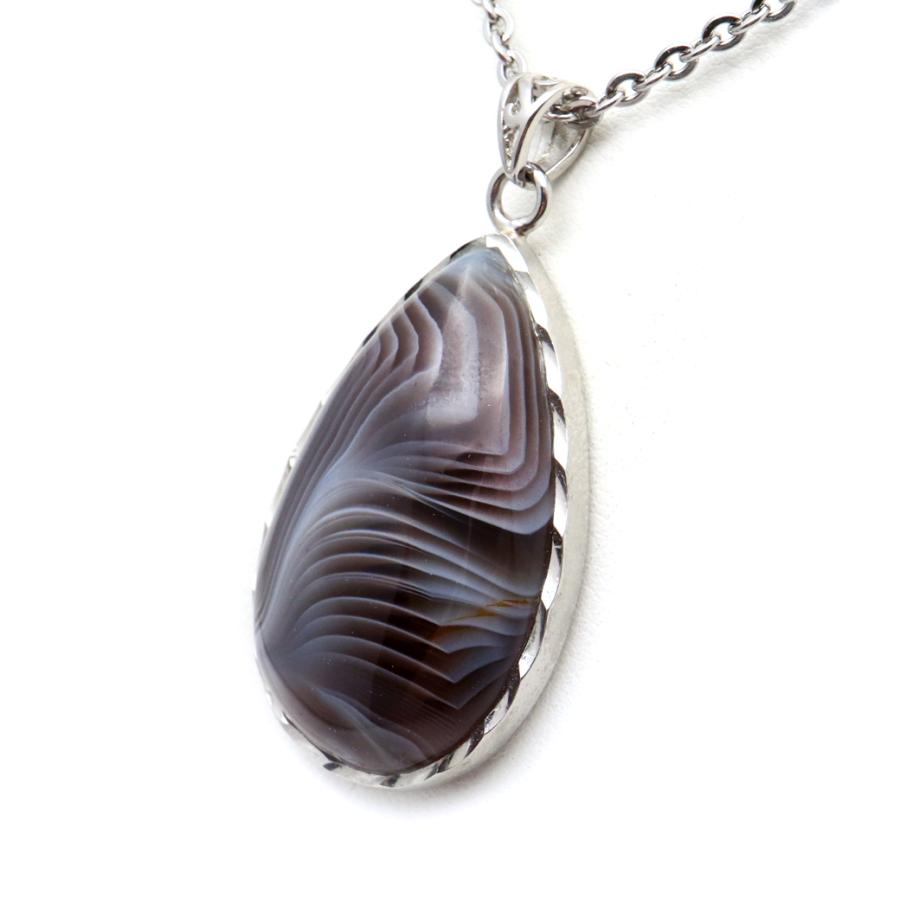 アゲート ペンダント 綺麗な縞模様 天然石 ネックレス メノウ 瑪瑙 
