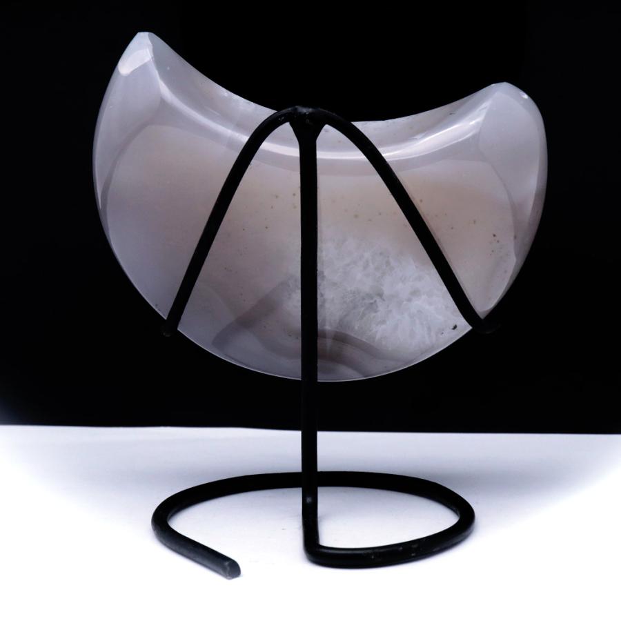 bigサイズ 瑪瑙 アゲート 月 専用台座付き 288g