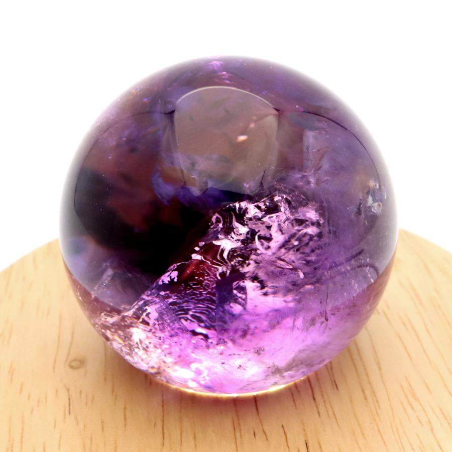 アメジスト 紫水晶 丸玉 ブラジル バイーア州産 直径約54mm LEDライト 台座付き 1点もの スフィア 2月 誕生石 置き物｜goldstone