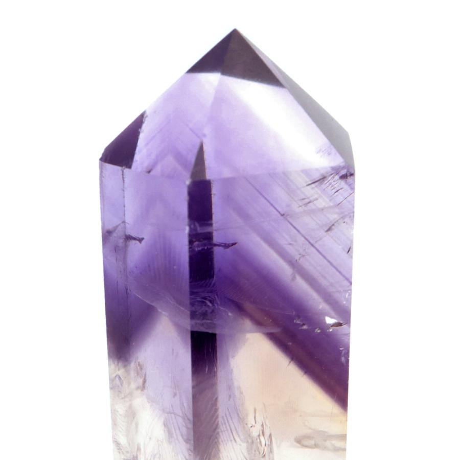 ☆アメジスト☆ ポイント型置物 木製台座付き 六角柱 紫水晶