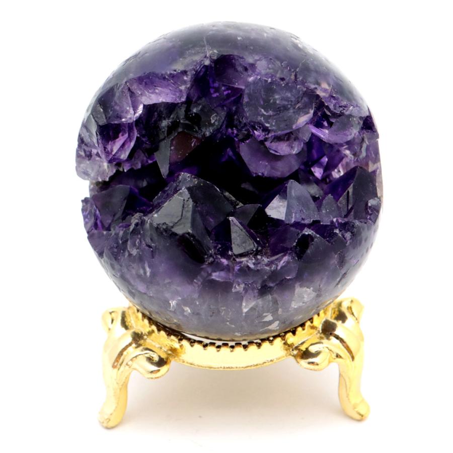 GOLD STONE アメジスト 笑口 丸玉 直径41mm 84g 台座付き ジオード 1点