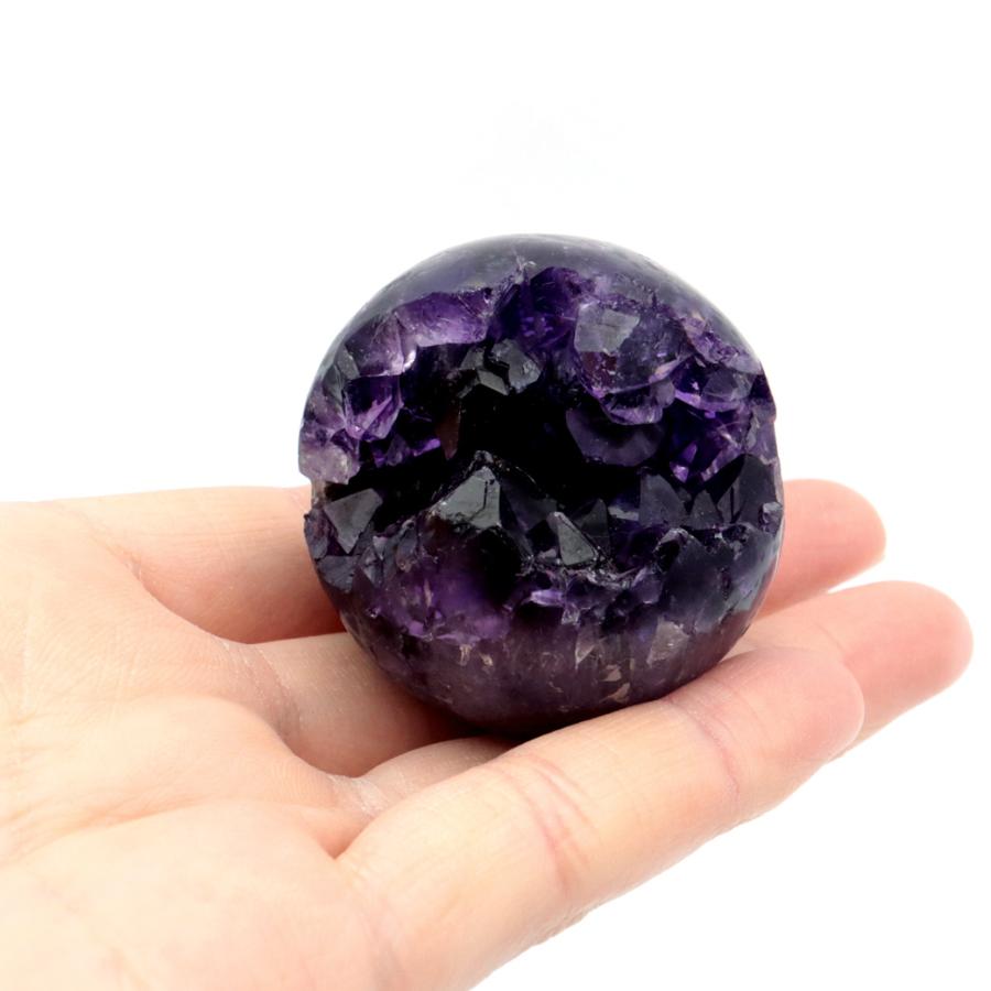 アメジスト 笑口 丸玉 直径41mm 84g 台座付き ジオード 1点もの 天然石