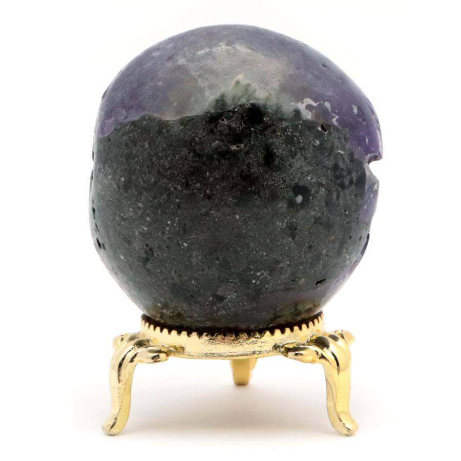 GOLD STONE アメジスト 笑口 丸玉 直径49mm 123g 台座付き ジオード 1