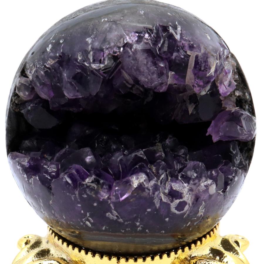 アメジスト 笑口 丸玉 直径約55mm 196g 台座付き ジオード 1点もの