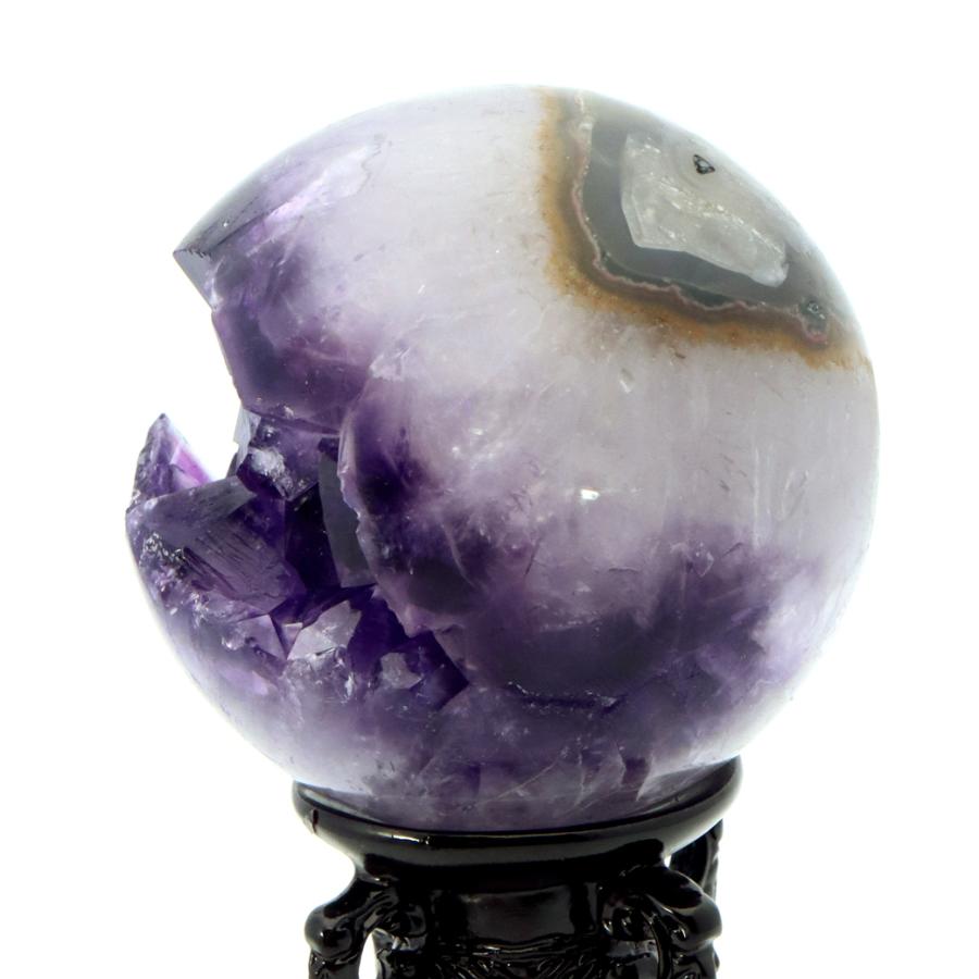 希少☆ウルグアイ産☆アメジスト☆たまご型☆台座つき☆ アメジスト 笑口 丸玉 直径72mm 460g 台座付き ジオード 1点もの 天然石 紫
