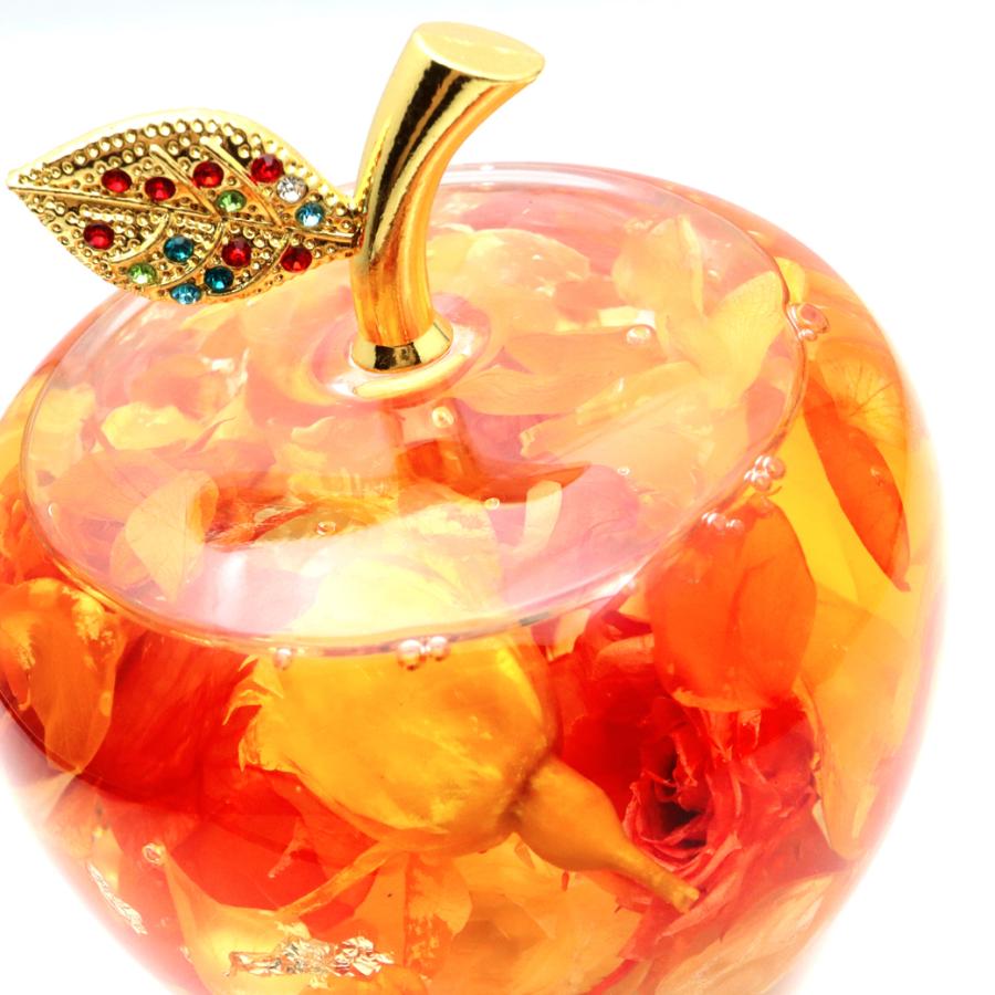 GOLD STONE ハーバリウム リンゴ ガラス 置き物 金箔 天然石 さざれ