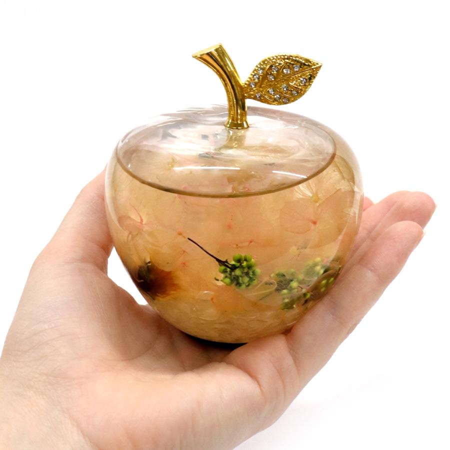 GOLD STONE ハーバリウム リンゴ ガラス 置き物 金箔 天然石 さざれ
