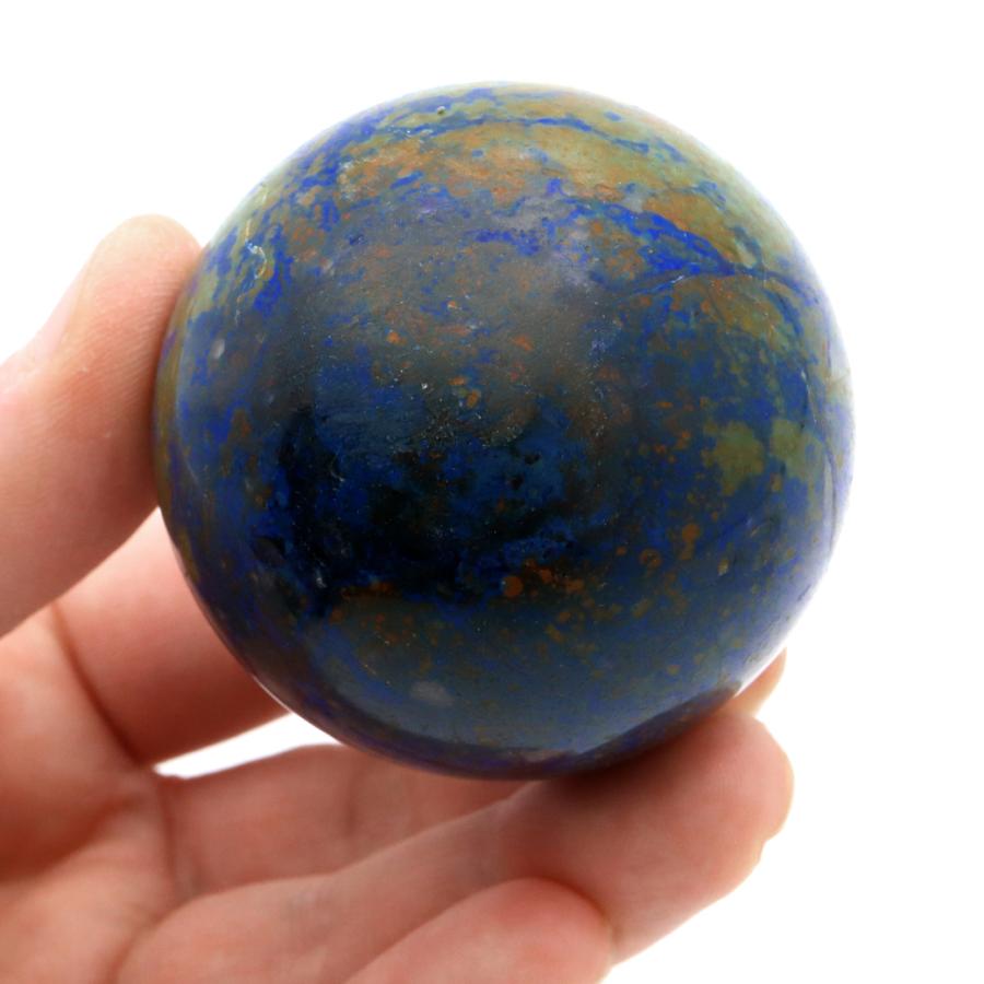 天然石　アズライト　置物　台座付き GOLD STONE アズライト 丸玉 直径52mm 1点物 台座付き 天然石 置き物