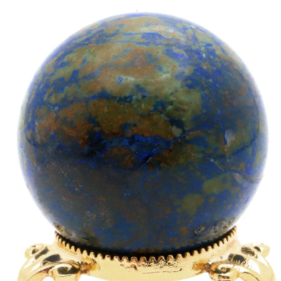 天然石　アズライト　置物　台座付き GOLD STONE アズライト 丸玉 直径52mm 1点物 台座付き 天然石 置き物