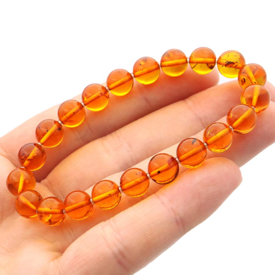 オレンジ アンバー ブレスレット 8mm ナチュラルカラー オレンジ アンバー ブレスレット 8mm ナチュラルカラー