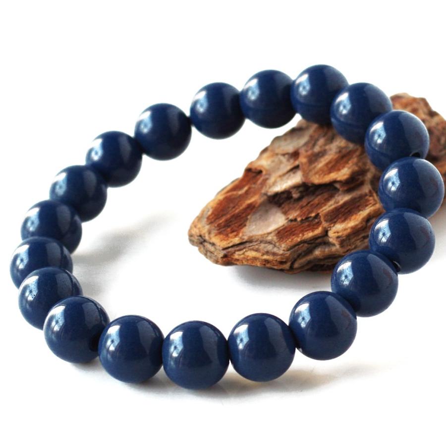 GOLD STONE 北投石 ブレスレット メンズ レディース 10mm 青色 台湾産