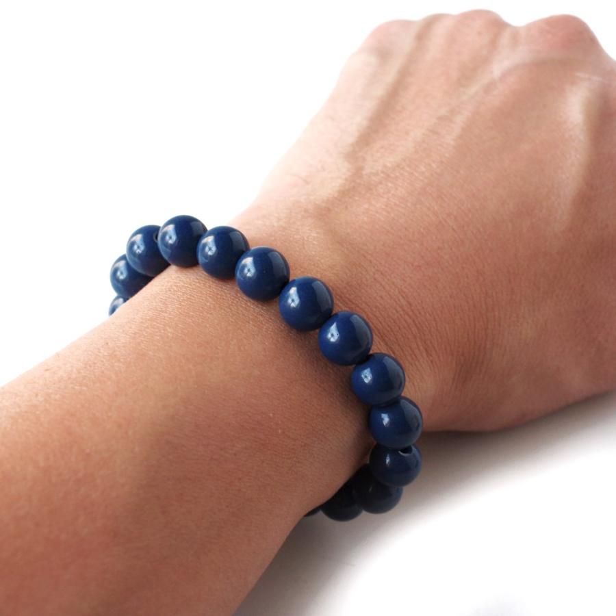GOLD STONE 北投石 ブレスレット メンズ レディース 10mm 青色 台湾産