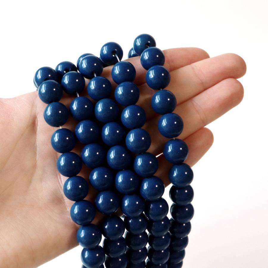 GOLD STONE 北投石 一連 ビーズ 10mm 40cm 青色 台湾産 マイナスイオン