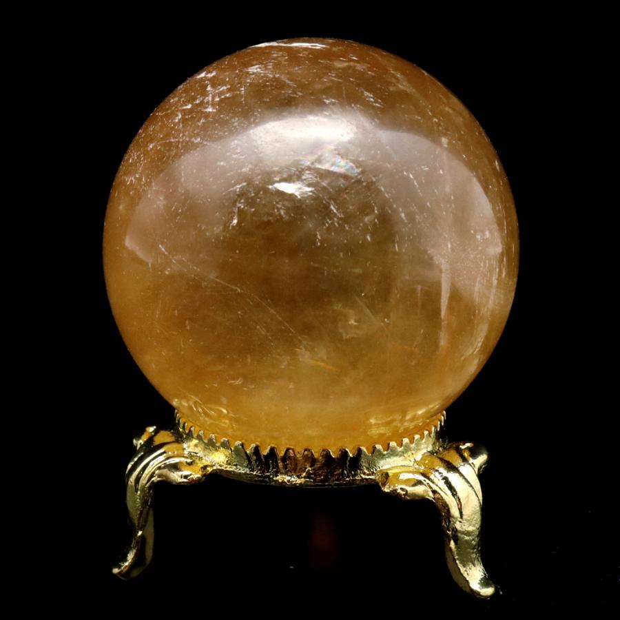 GOLD STONE ゴールデン カルサイト 丸玉 台座付き 直径約43mm