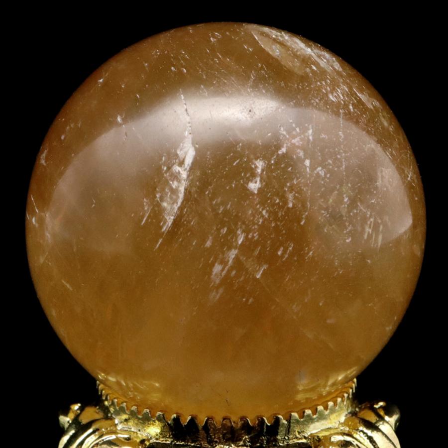 GOLD STONE ゴールデン カルサイト 丸玉 台座付き 直径約43mm 天然石