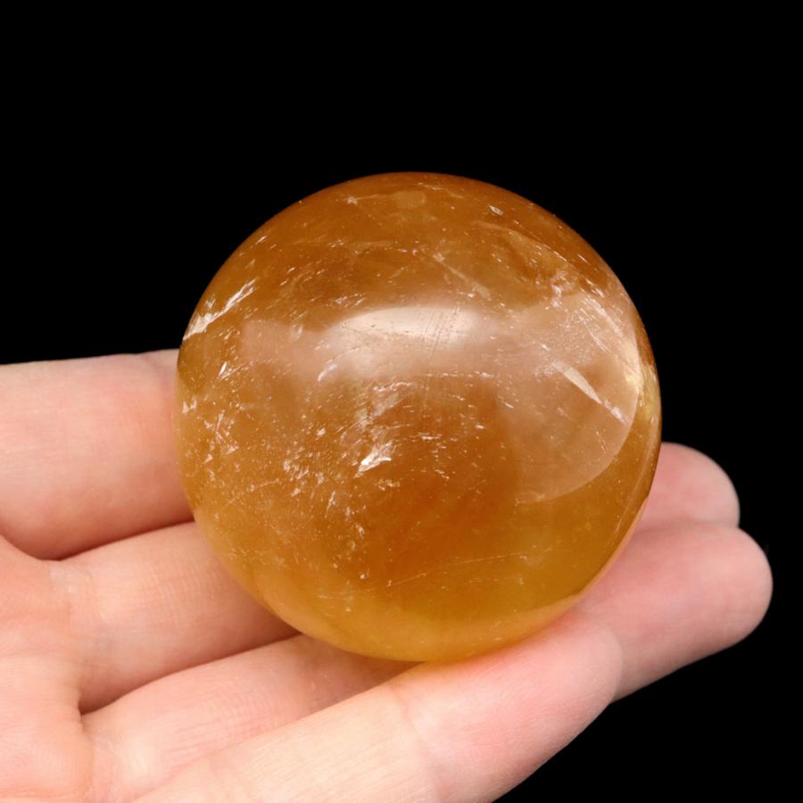 GOLD STONE ゴールデン カルサイト 丸玉 台座付き 直径約43mm 天然石