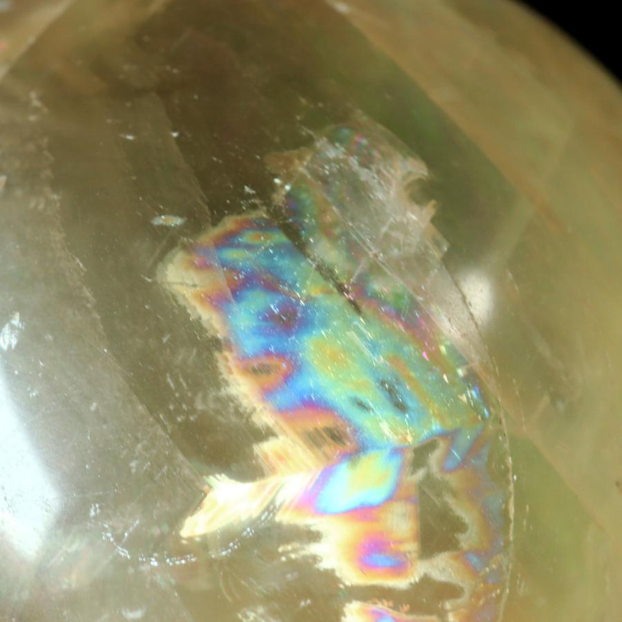 ゴールデン カルサイト 丸玉 台座付き AAA 直径約67mm 虹入り