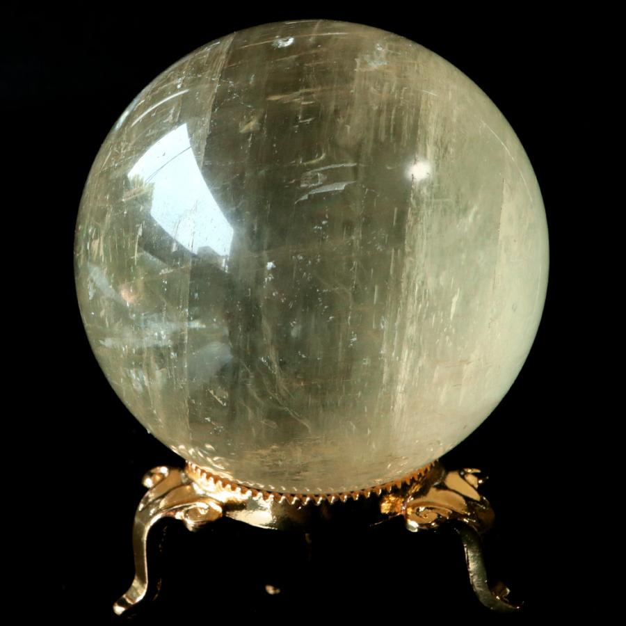 高品質シトリン水晶 虹入り原石 置物 インテリア 金属台座付き