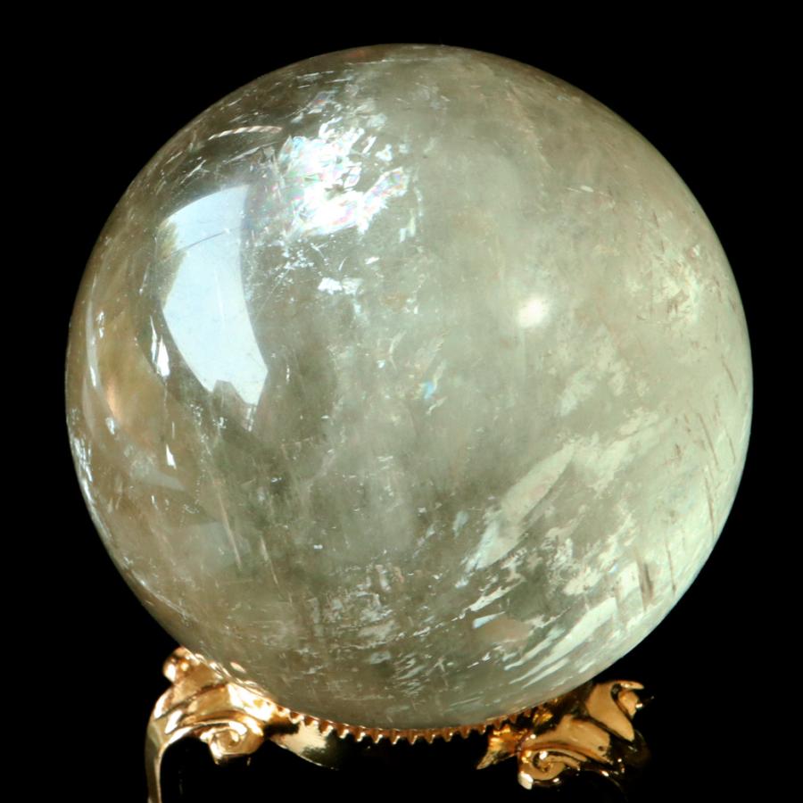 GOLD STONE ゴールデン カルサイト 丸玉 台座付き AAA 直径約67mm 虹