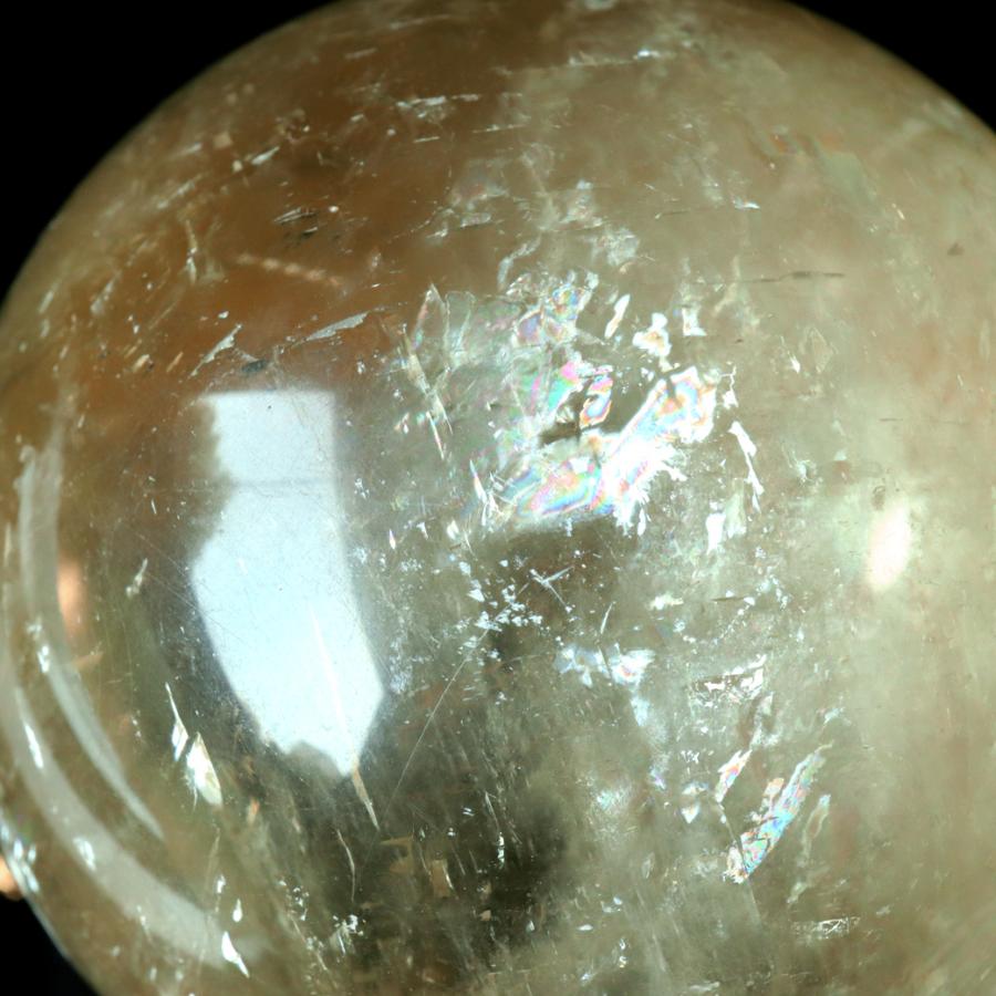 GOLD STONE ゴールデン カルサイト 丸玉 台座付き AAA 直径約67mm 虹