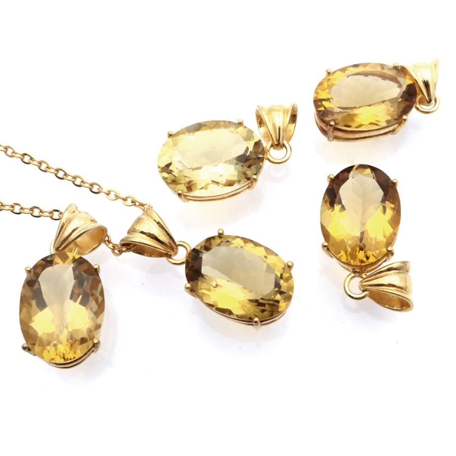 GOLD STONE 天然石 シトリン ネックレス 宝石質 オーバルカット 