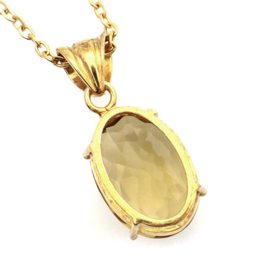 GOLD STONE 天然石 シトリン ネックレス 宝石質 オーバルカット 
