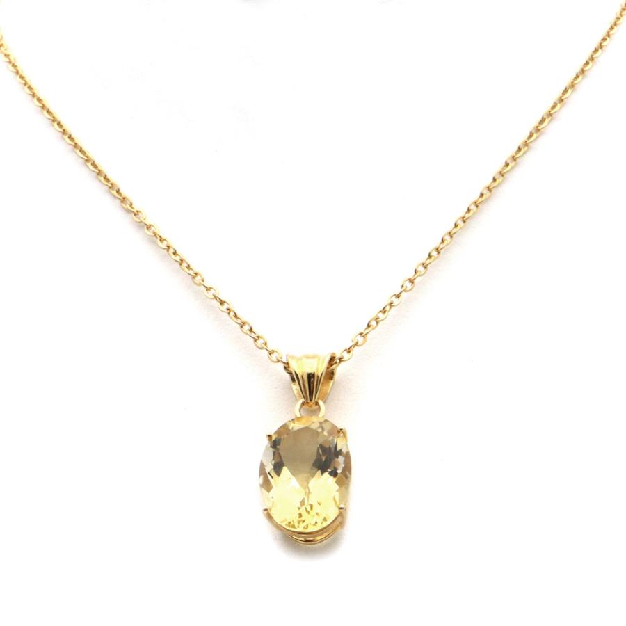 GOLD STONE 天然石 シトリン ネックレス 宝石質 オーバルカット 