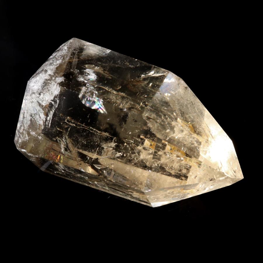 GOLD STONE シトリン 非加熱 ポリッシュ ポイント 虹入り 六角柱 黄