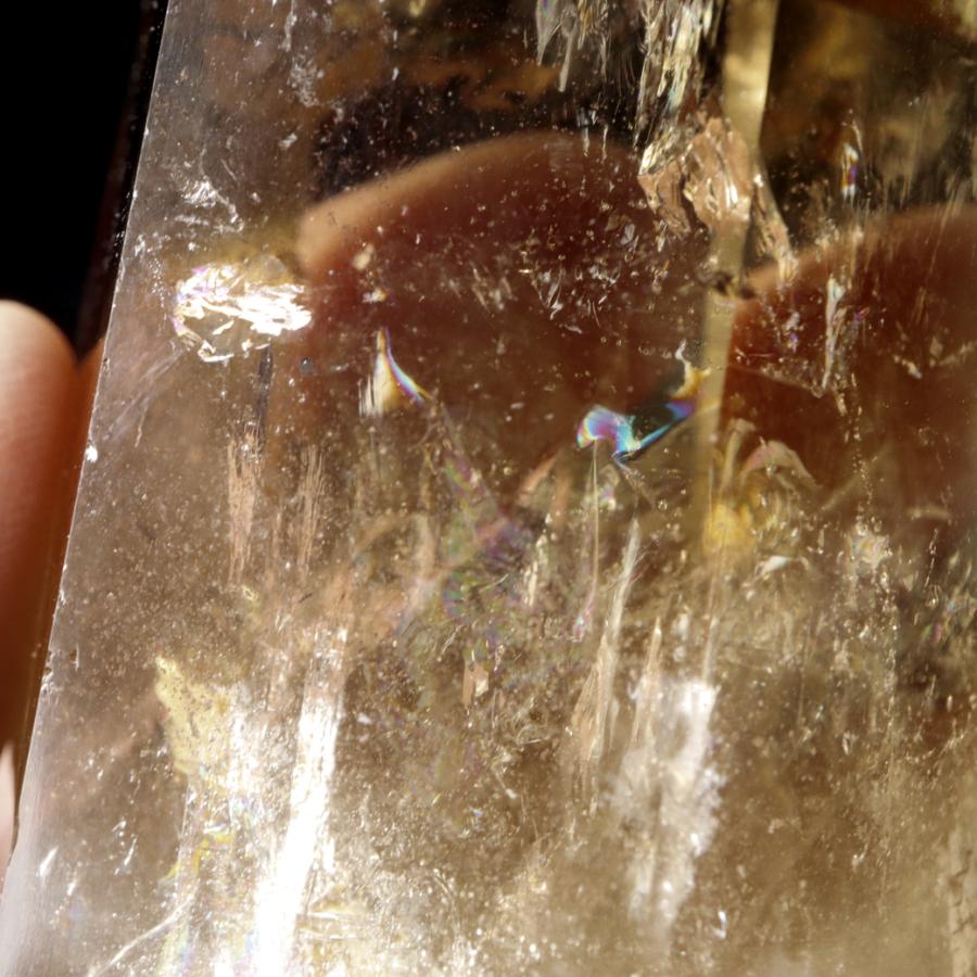 非加熱 天然無処理 シトリン 黄水晶 ポイント 原石 虹