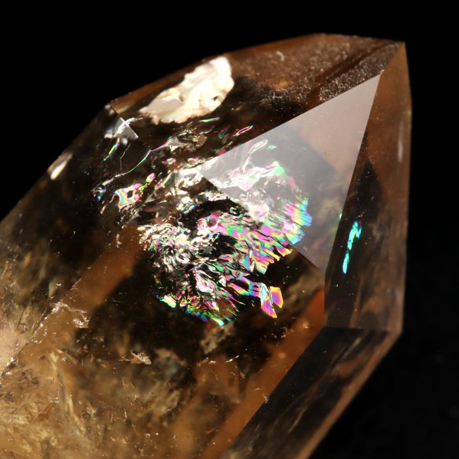GOLD STONE シトリン 非加熱 ポリッシュ ポイント 虹入り 六角柱 黄