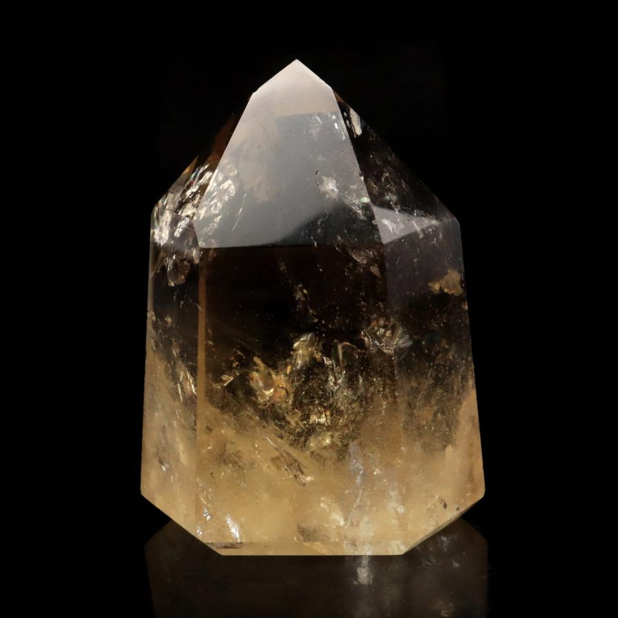 GOLD STONE シトリン 非加熱 ポリッシュ ポイント 虹入り 六角柱 黄