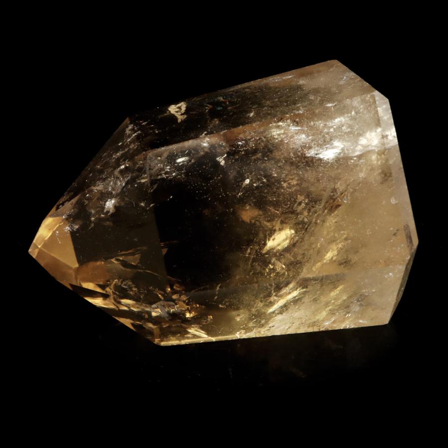 GOLD STONE シトリン 非加熱 ポリッシュ ポイント 虹入り 六角柱 黄